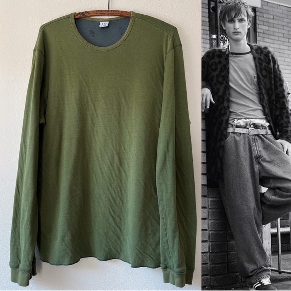 Vintage 90’s Gap solid olive‎ green grunge lined long sleeve basic tee size XL - Picture 1 of 6